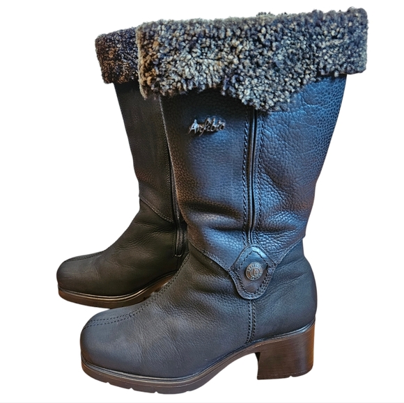 Anfibio Women's Moto Mid Calf Leather Biker Square Toe Black Boho Boots Size 37. - Picture 1 of 15